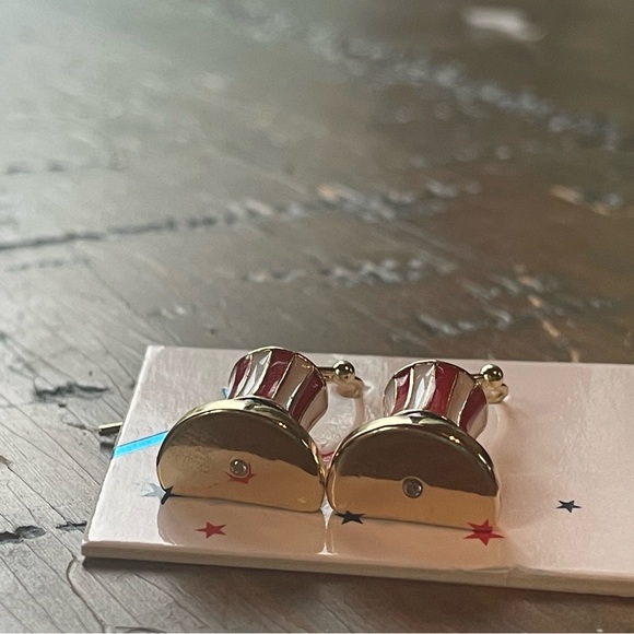 Patriotic Red, White and Blue, Top Hat Earrings - Picture 2 of 3